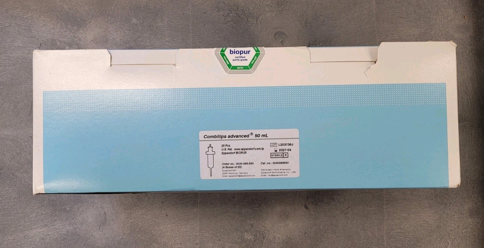 Sterile New Eppendorf Combitips Advanced 50ml 25pcs Exp 04-2027 Case