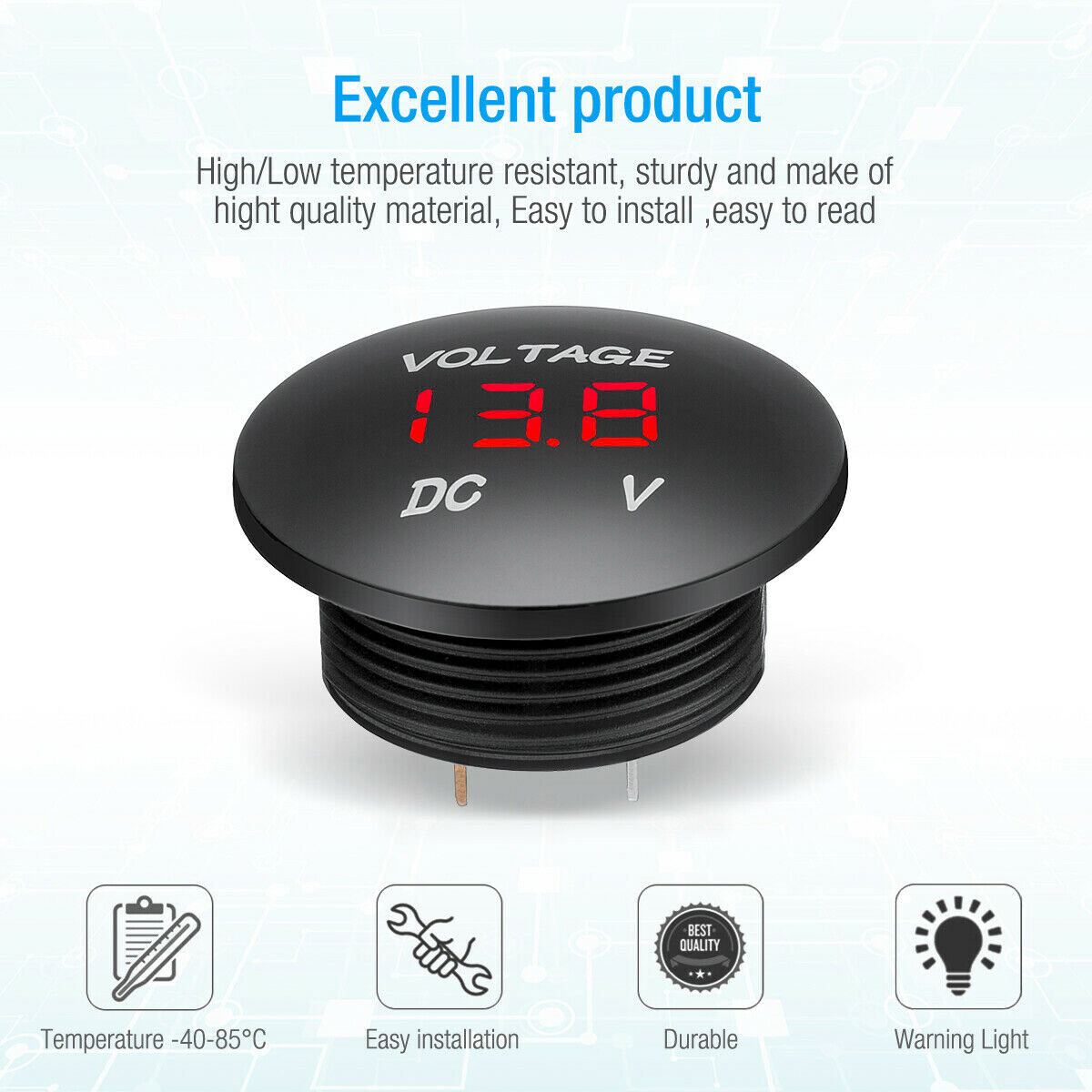 12V-24V Car Marine Motorcycle Red LED Digital Volt meter Voltage Battery Gauge