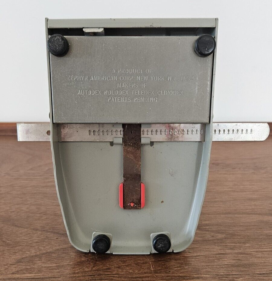 Punchodex P-200 2 Hole Punch Vintage Gray Metal Adjustable Guide & Waste Buttons