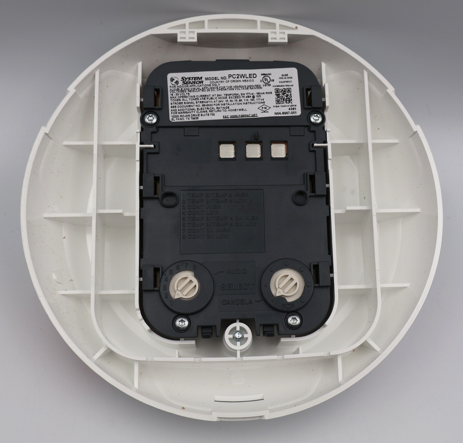 System Sensor Ceiling Mount Horn Strobe PC2WLED 12/24 VDC, LED, White FIRE ALARM