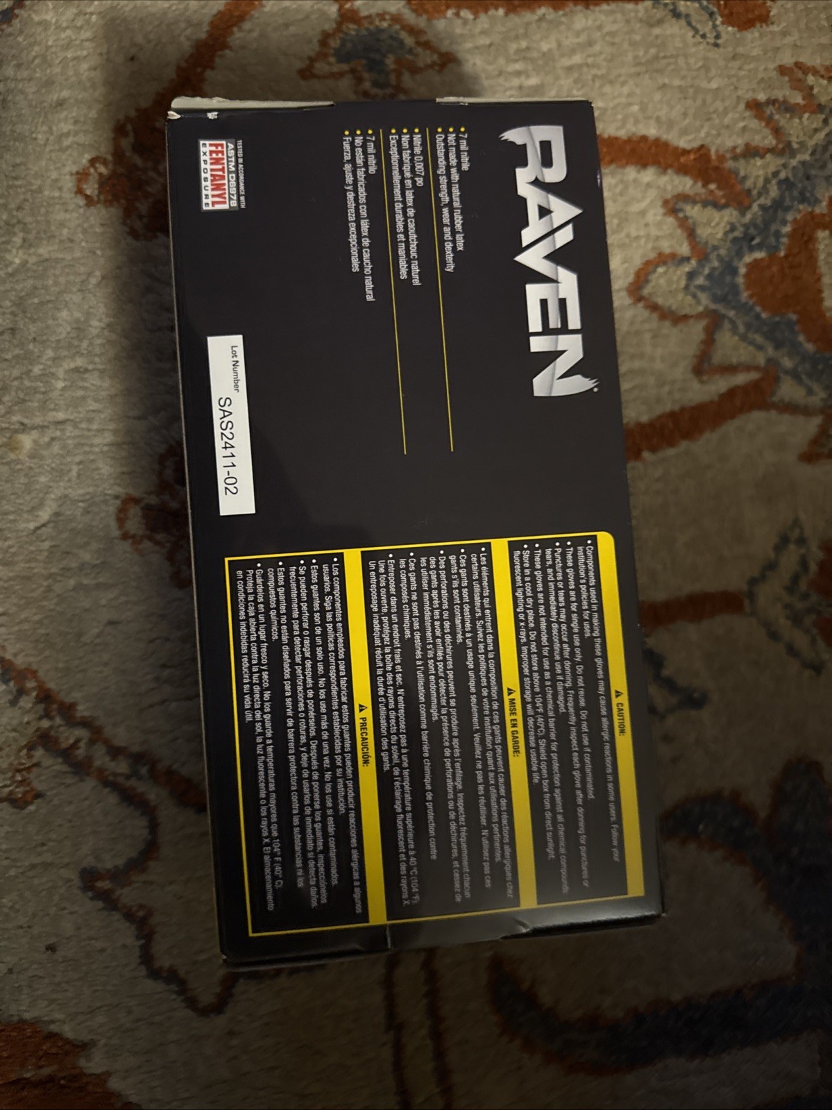 SAS Raven Black Nitrile Gloves Powder Free New 7mil Version (100 Gloves/Box)