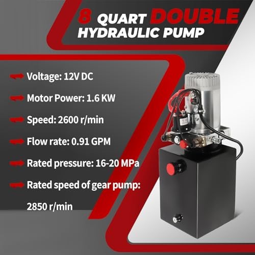Nakkaa 12V Hydraulic Power Unit 8 Quart Double Acting Dump
