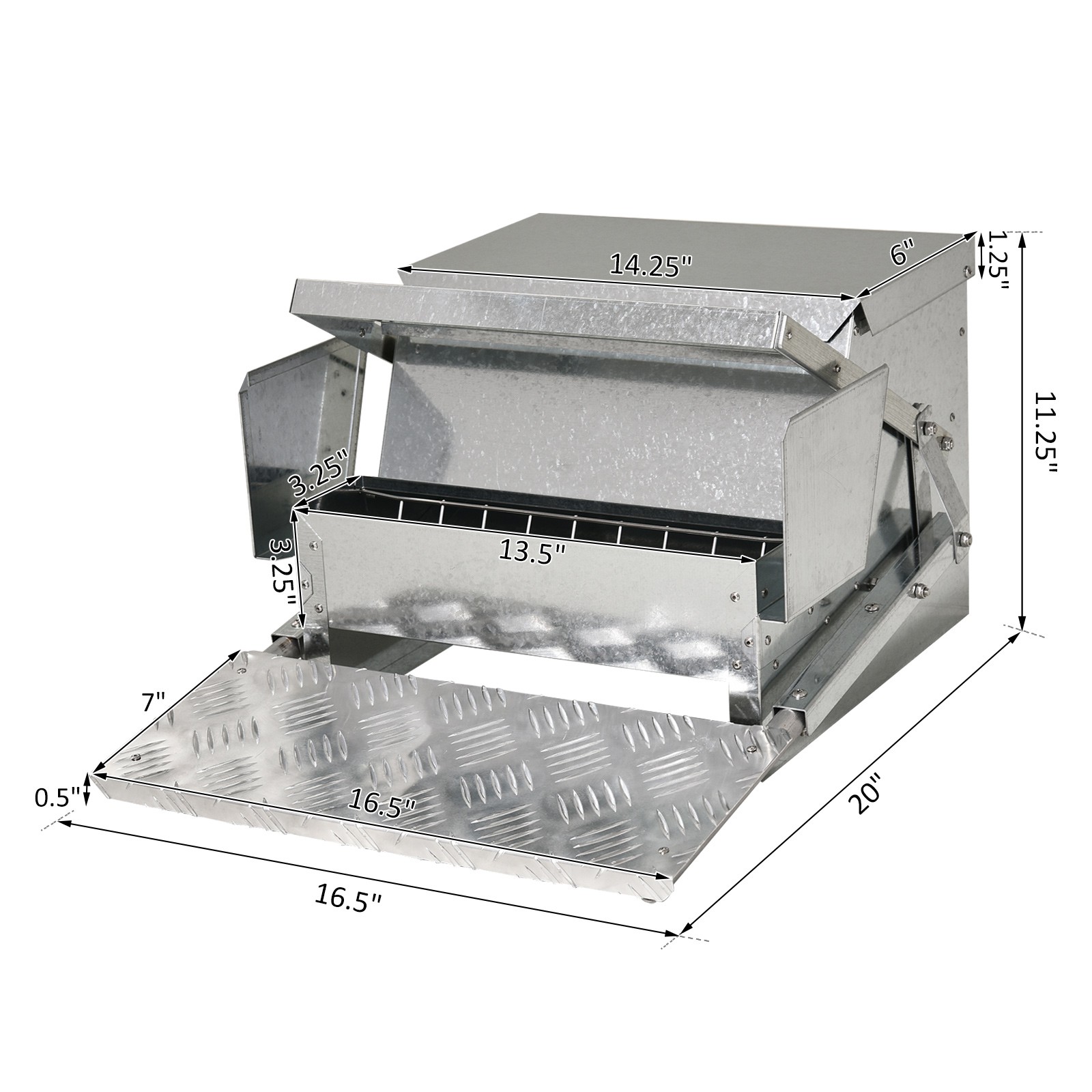 Automatic Chicken Feeder Galvanized Steel Poultry Feeders, 25 Lbs of Feeds