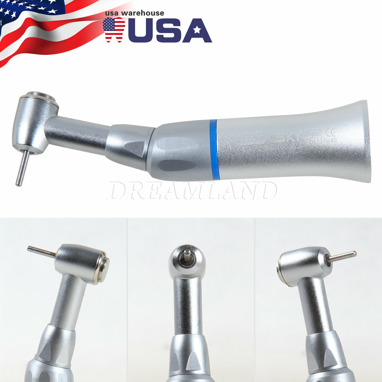 1-10* Dental Slow Low Speed Handpiece Push Button Contra Angle w/ FG 1.6MM Head