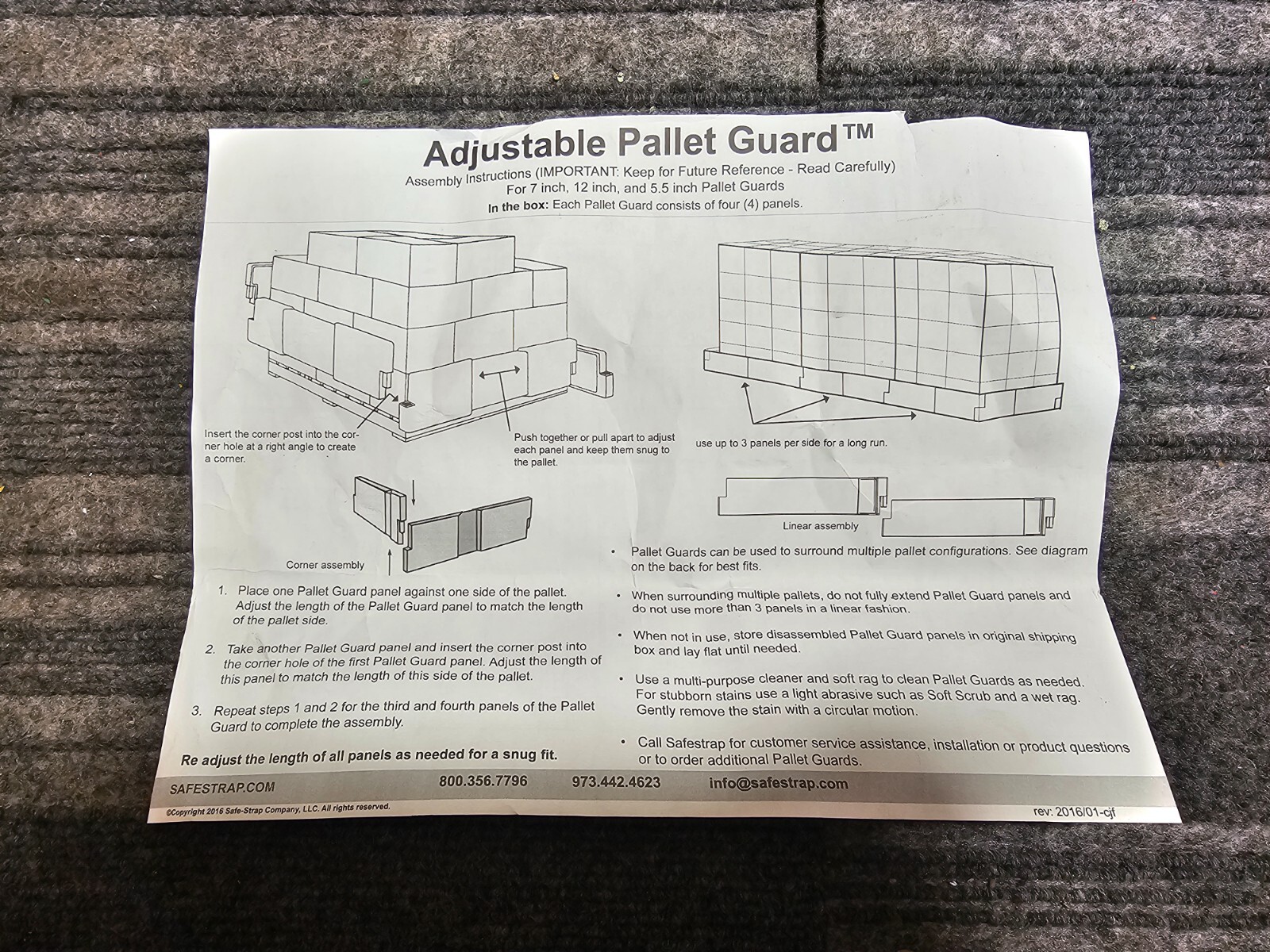 Safe Strap 0774-003 Adjustable 12″ H Black Plastic Pallet Guard
