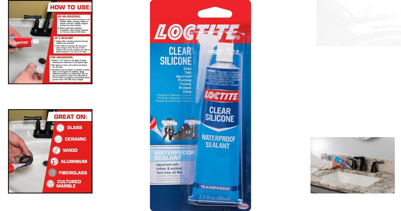 Professional Clear Silicone Sealant – Fast-Curing Waterproof Formula, 2.7 Oz