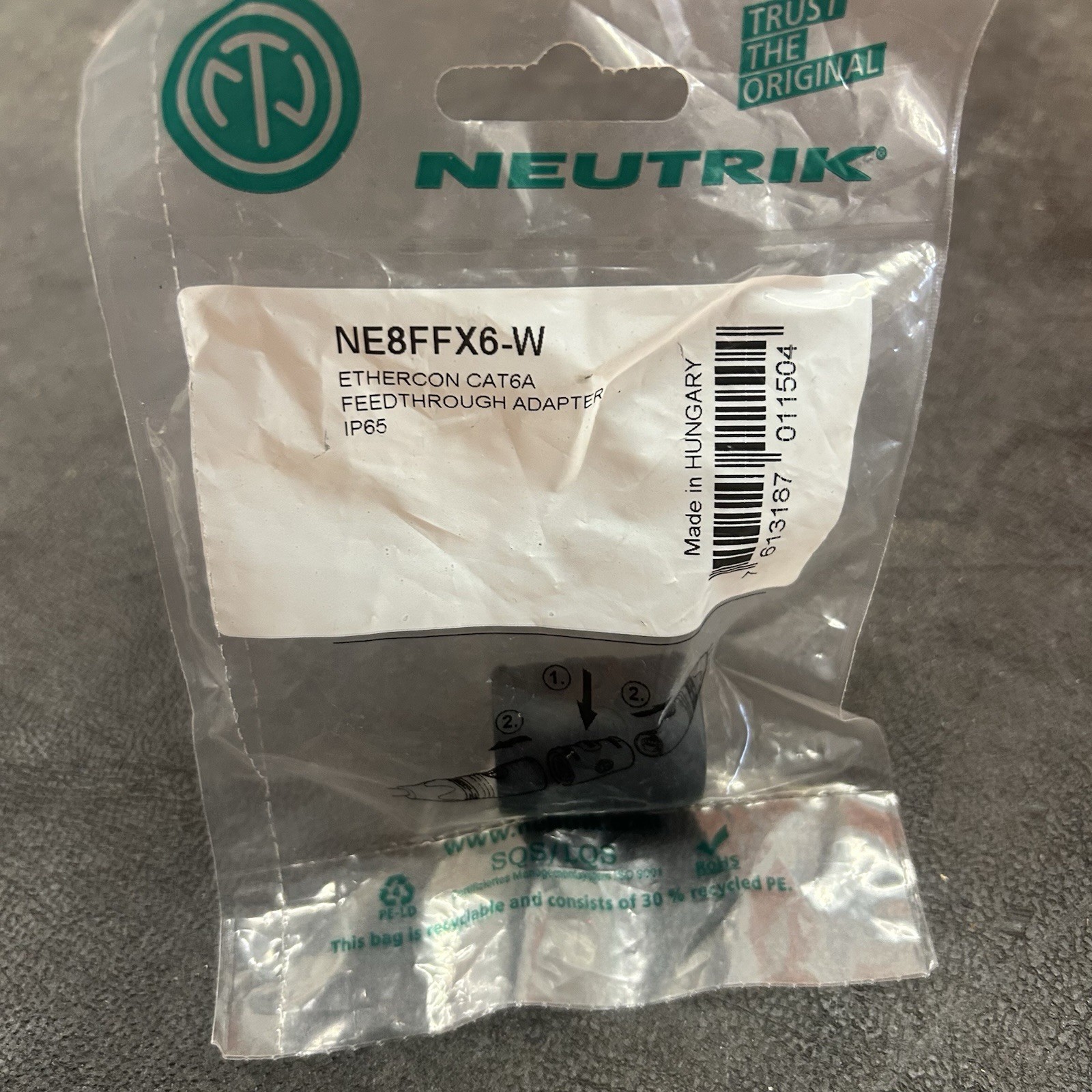 Neutrik NE8FFX6-W Ethercon CAT6A Feedthrough Coupler Adapter