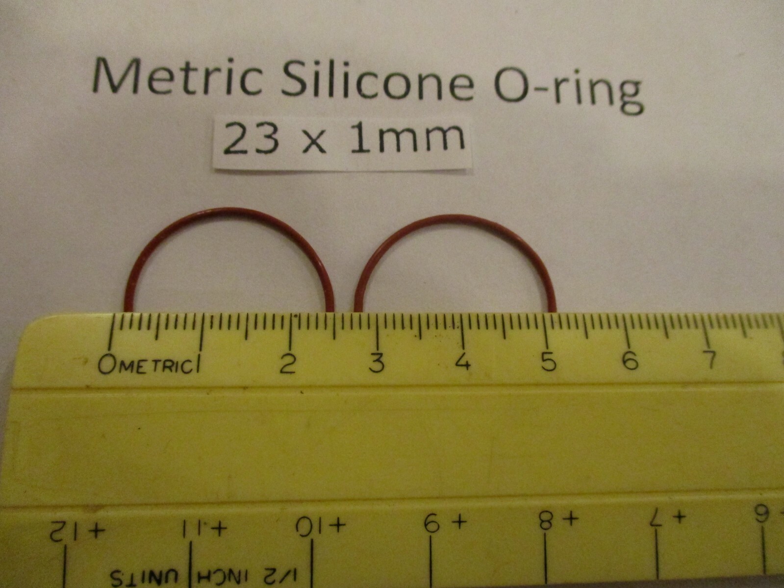 23mm ID x 25mm OD x 1mm thick SILICONE O-ring. Quan 2.