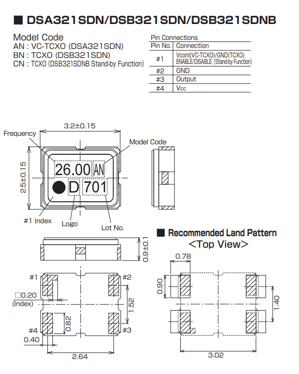 2PCS DSB321SDN 25MHZ 25.000MHZ 3.2*2.5MM High-precision 0.5ppm sine wave TCXO