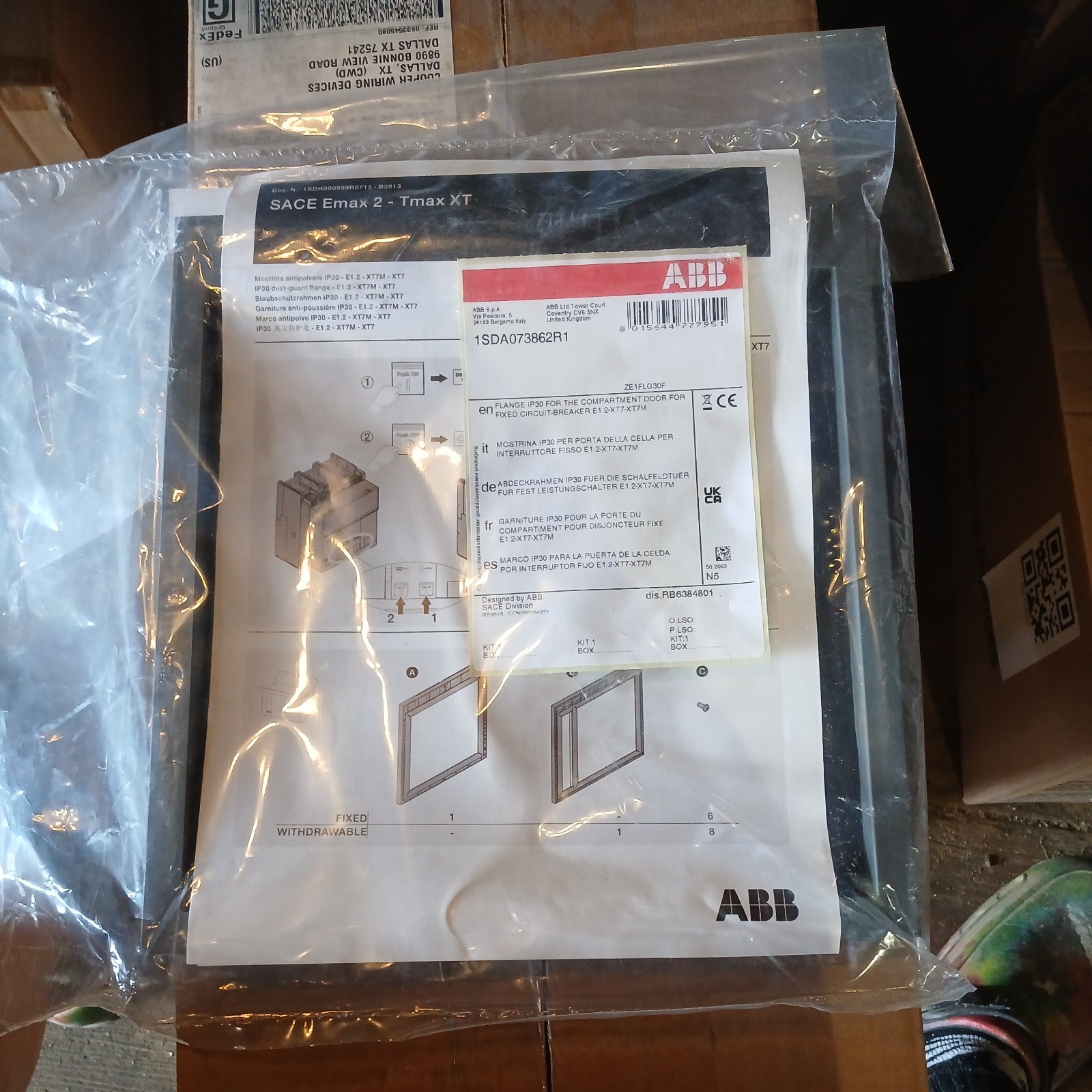 ABB Components 1SDA073862R1 Flange IP30 f/Fixed Circuit Breaker Compartment Door