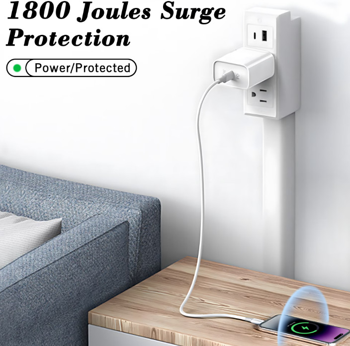AC Outlet Extender With 2 AC Outlets + 2 USB Charging Ports Max 28″ Long