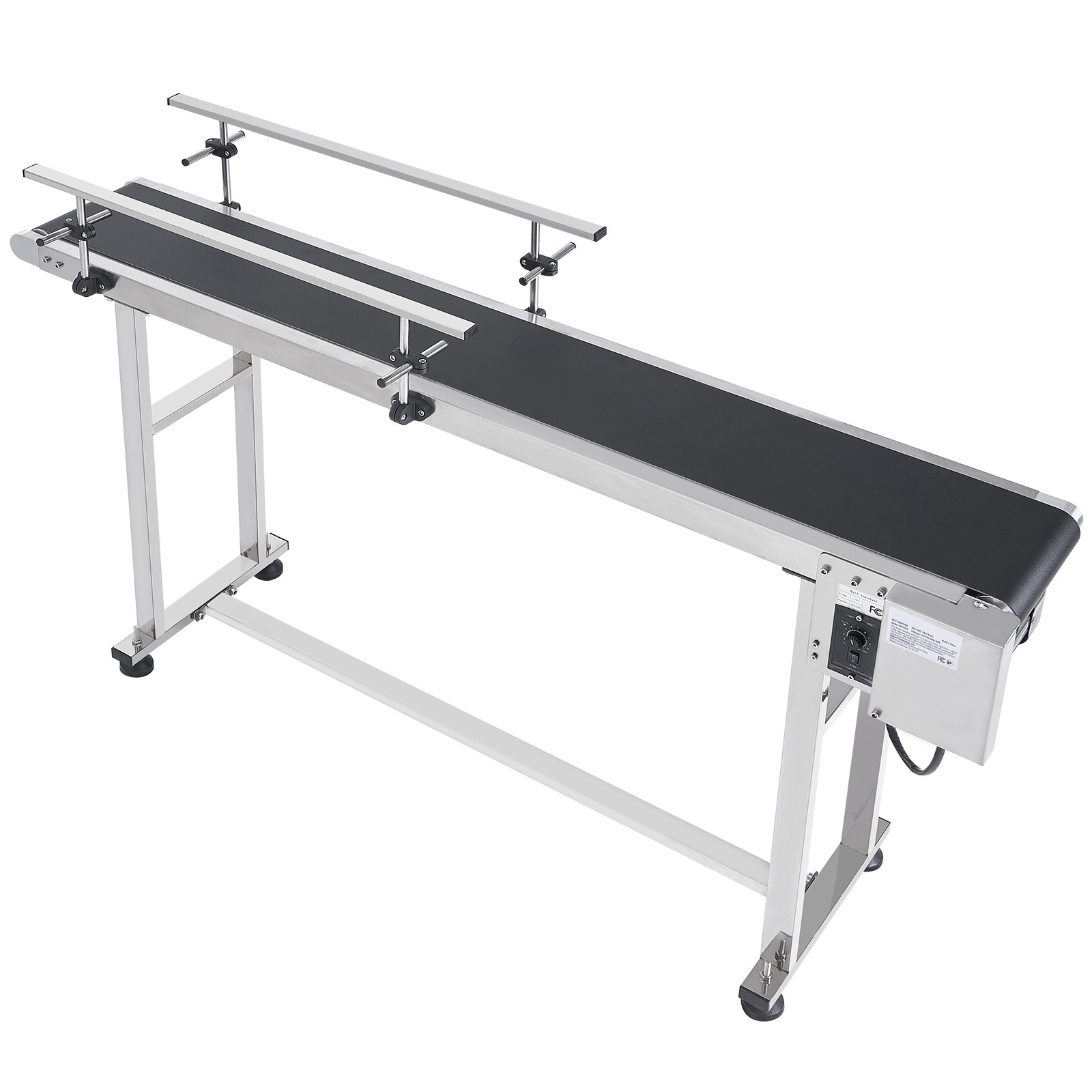 VEVOR Belt Conveyor PVC Stainless Steel Belt Conveyor 59″x7.8″ Double Guardrail