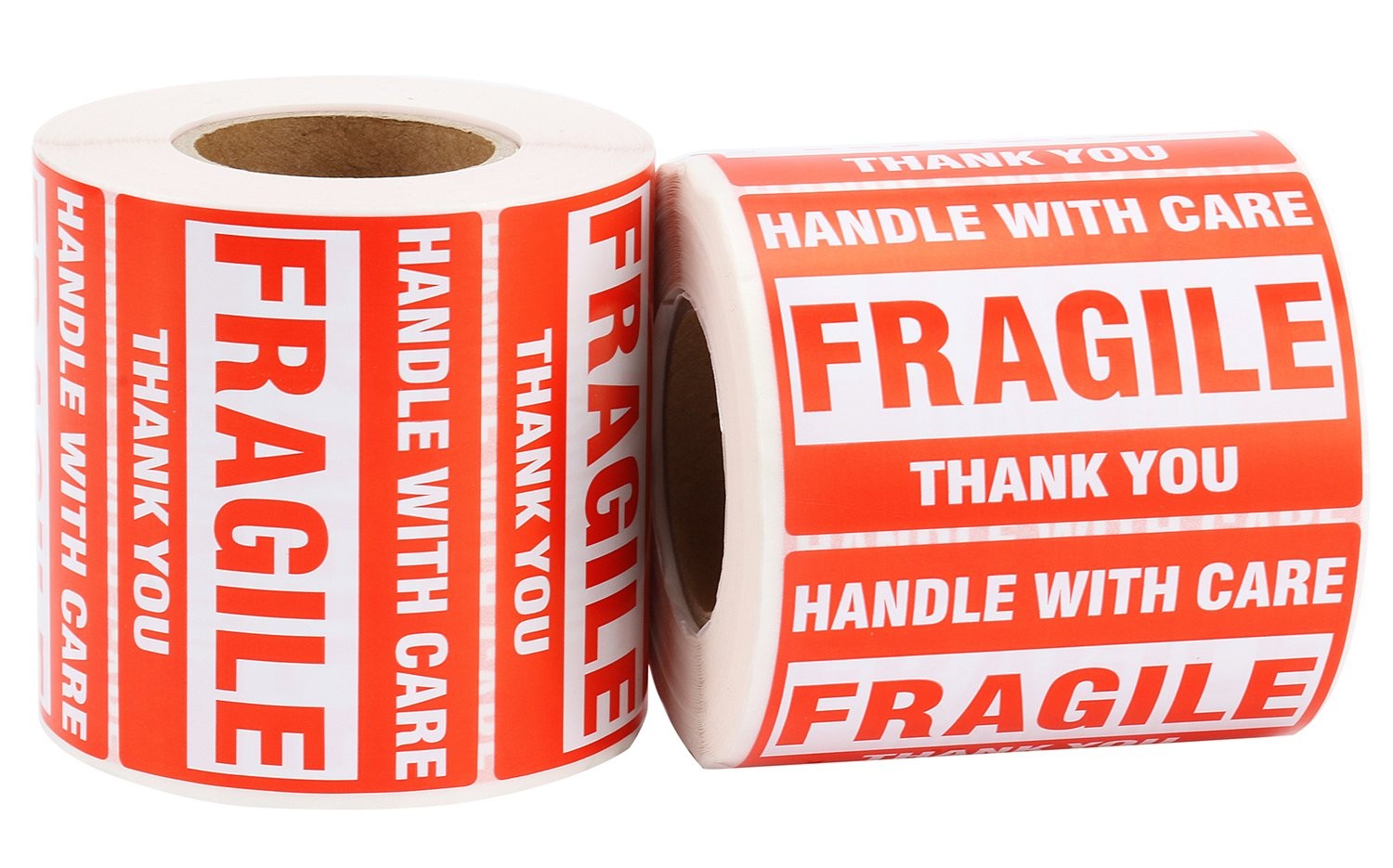 4 Rolls 2″x3″ Fragile Stickers 500 Per Roll Handle with Care Thank You Labels