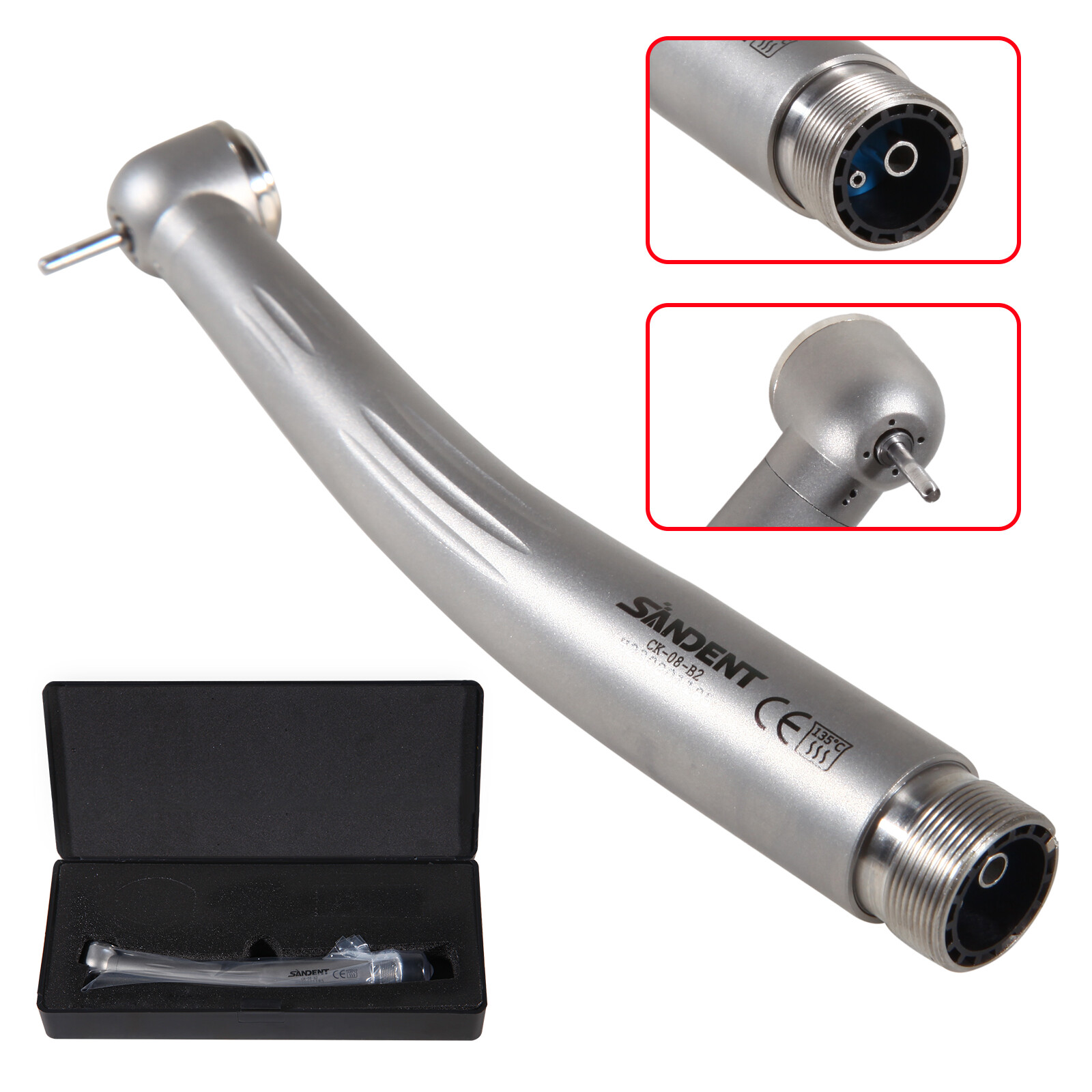 Dental High Speed Handpiece Ceramic Bearing Push Button 2 Holes Single Way Spray