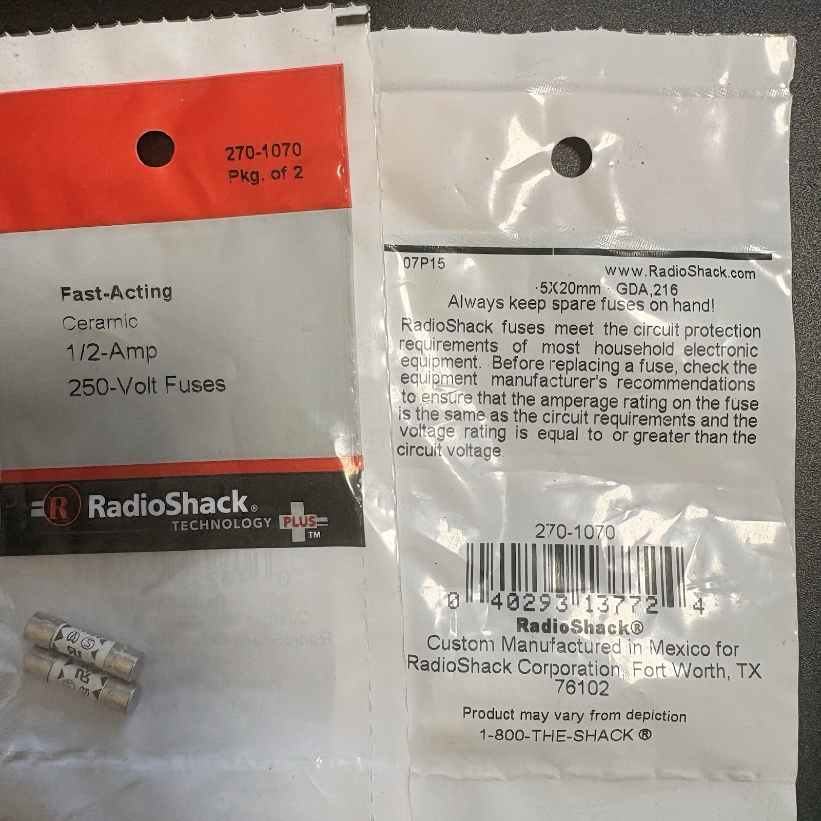 NOS Vintage RadioShack Fast-Acting Mixed Fuse Lot 27 Packs 98pc Glass Ceramic