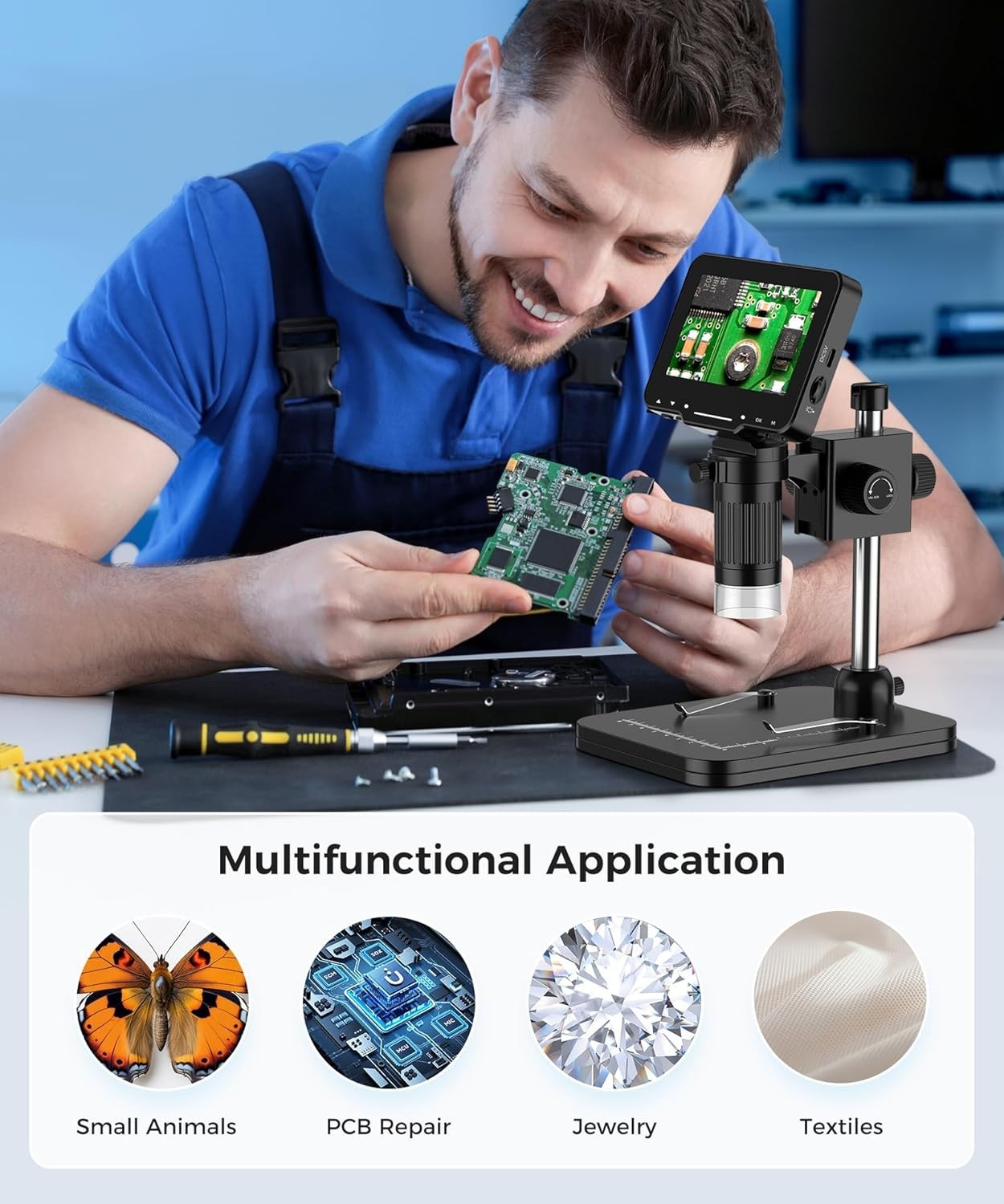 LCD Digital Microscope,4.3 Inch 1080P 10 Megapixels,10MP Camera Video Recorde…