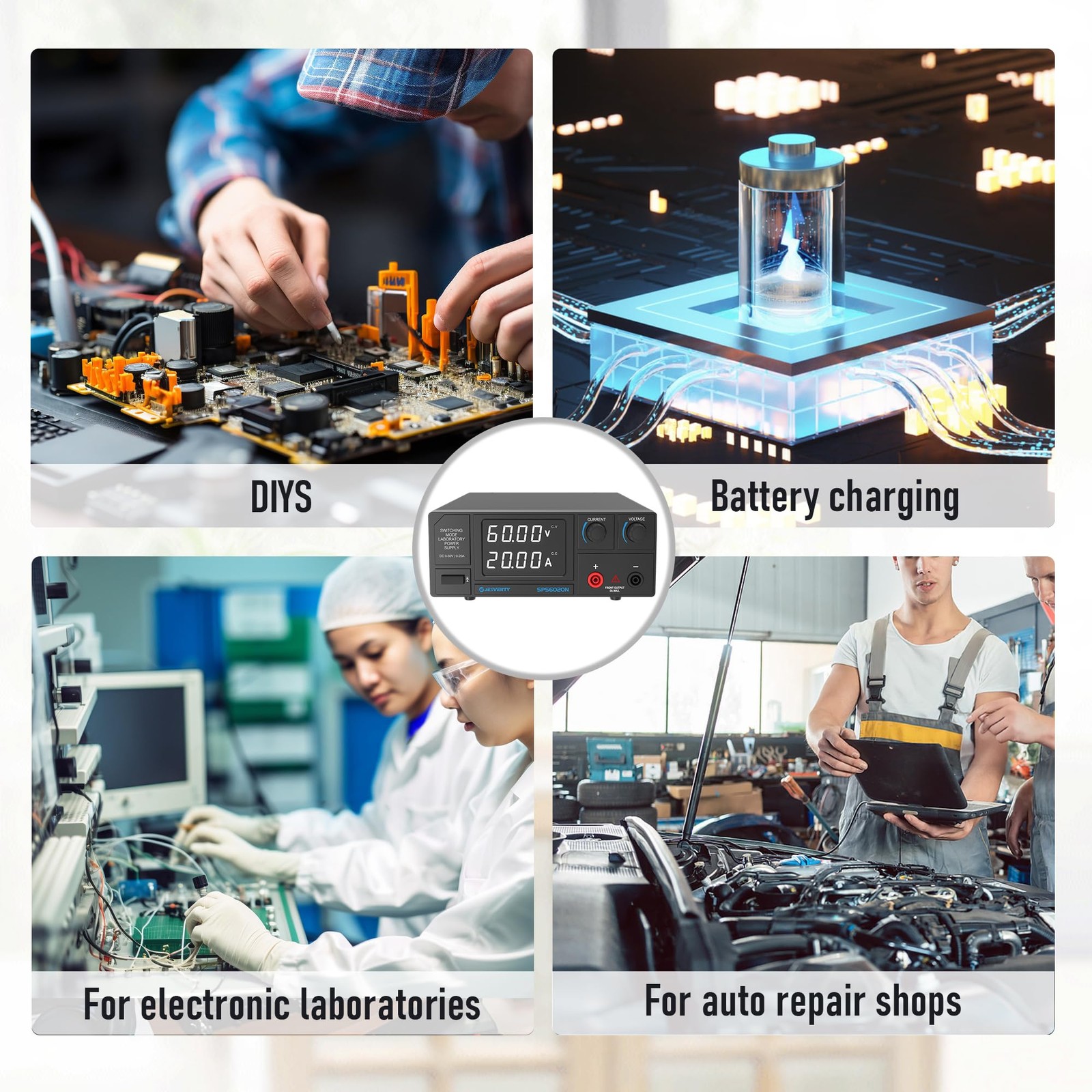 DC Power Supply Variable, 0-60V 0-20A 1200W Switching DC Regulated Bench Powe…