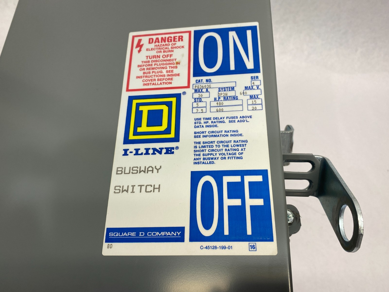 Square D PQ3603G Ser. 4 I-LINE Busway Switch 30A 3P3W 600V