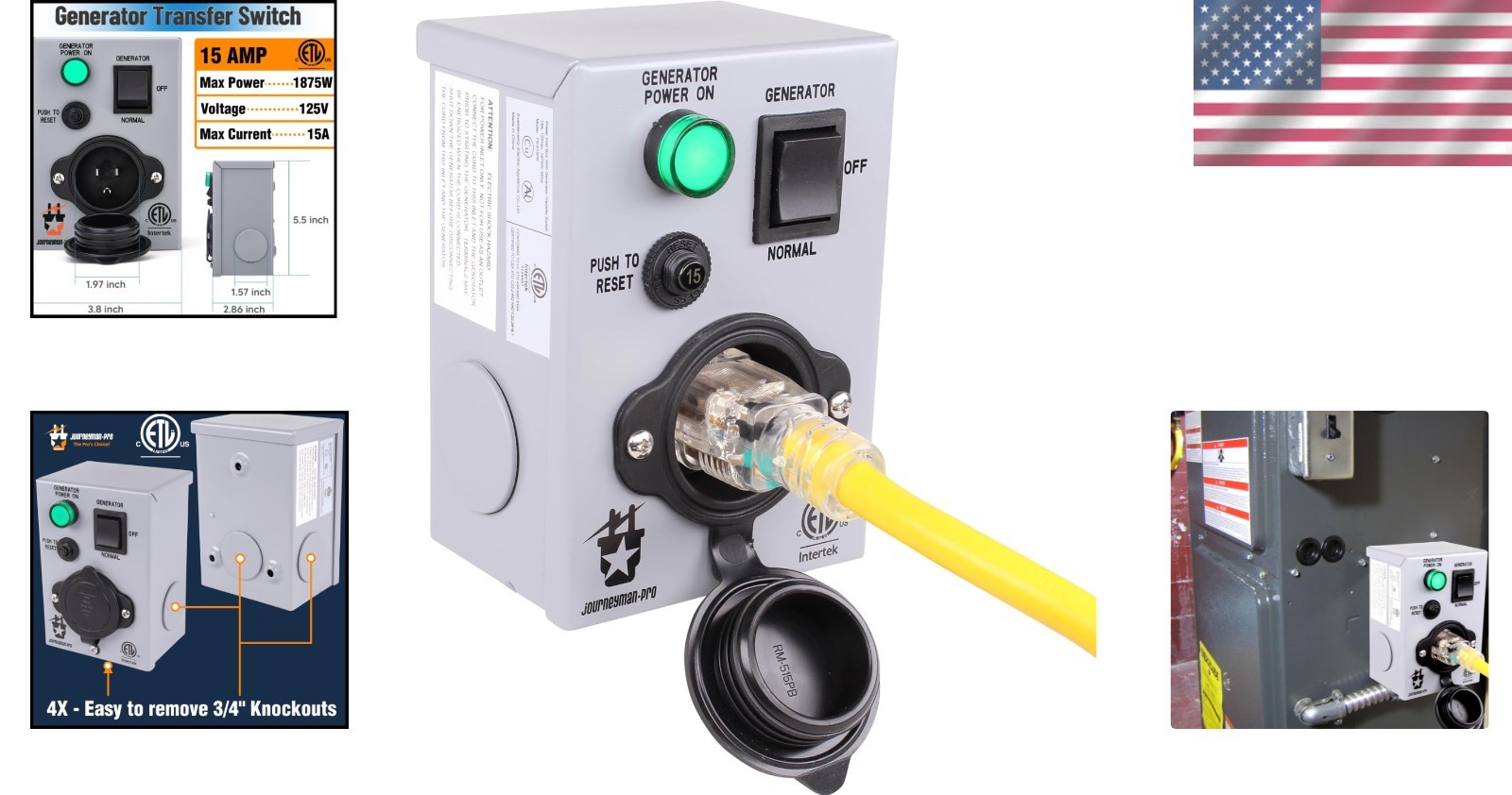Journeyman Pro 15A Generator Transfer Switch – Weather-Resistant for Emergencies
