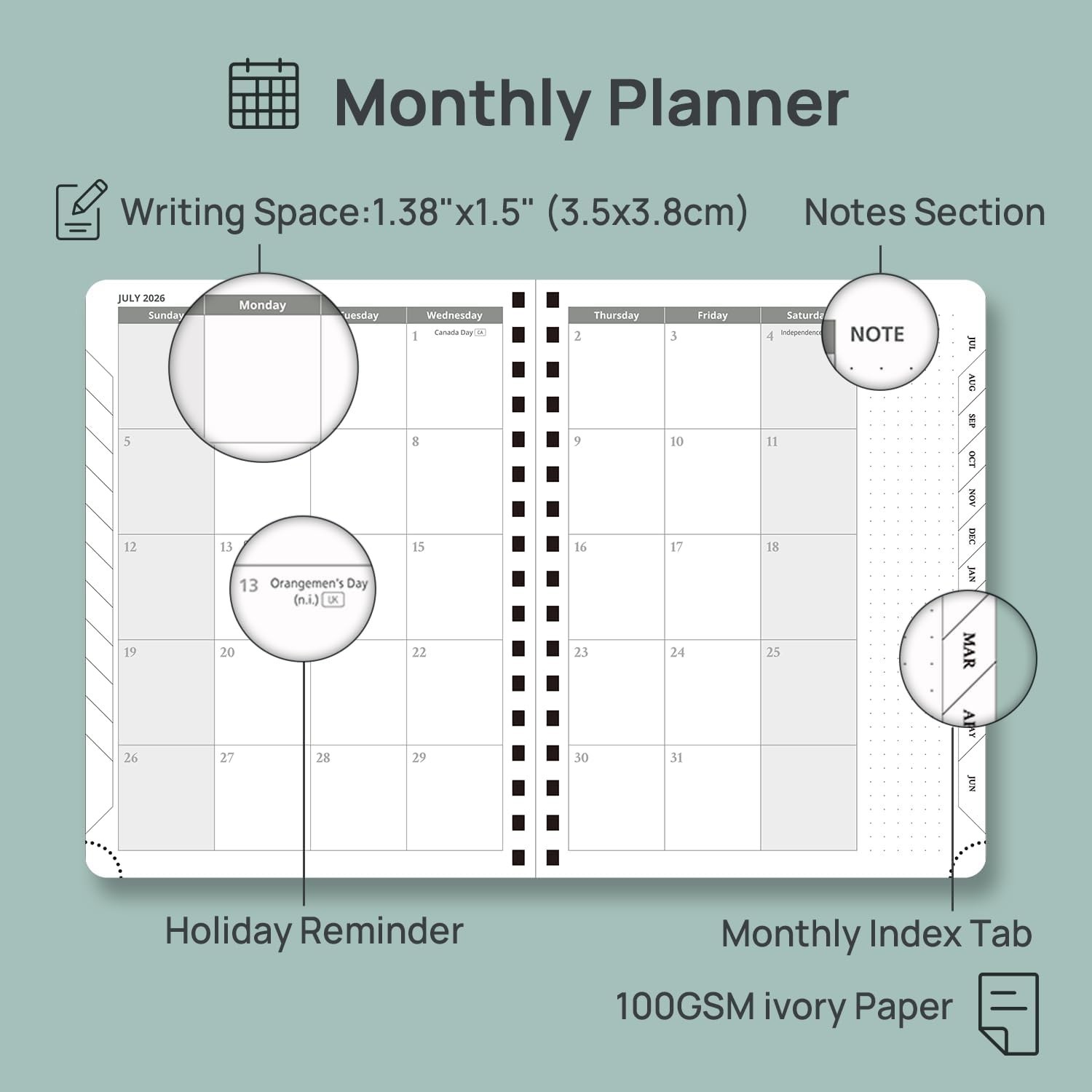 POPRUN 2026-2027 Academic Weekly Planner, 6.5″ x 8.5″ Horizontal Daily Book Cale