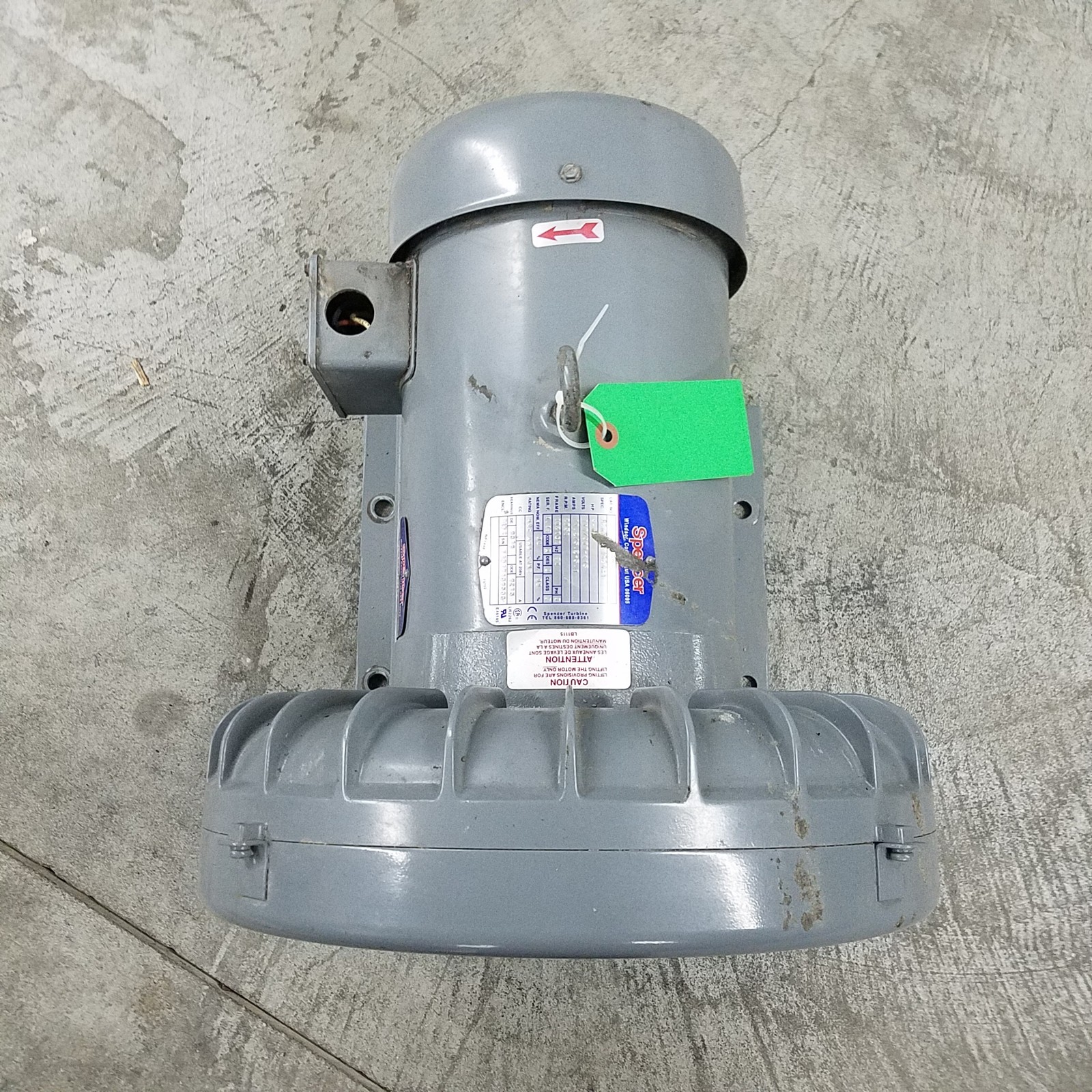 Spencer Vortex VB030B-011 Regenerative Blower, 210CFM, 4HP, 200-230/460V AC.