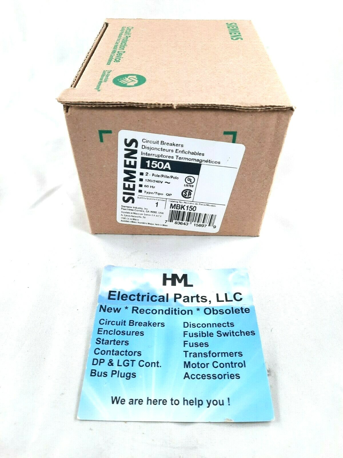 SIEMENS, MBK150, 150A, 240V, MAIN CIRCUIT BREAKER, *NEW IN BOX, 2 YEAR WARRANTY