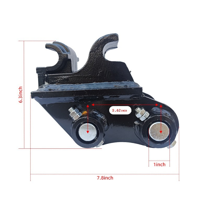 Quick-connect mechanical couplings for mini excavators, tool-free installation.