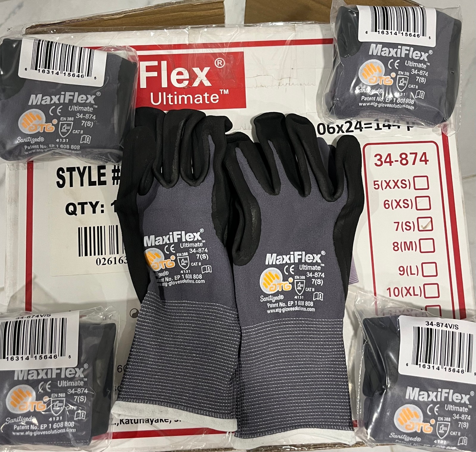 34-844 MaxiFlex Nitrile Grip Foam Dotted Palm Coated PROTECTIVE WORK GLOVES SMAL