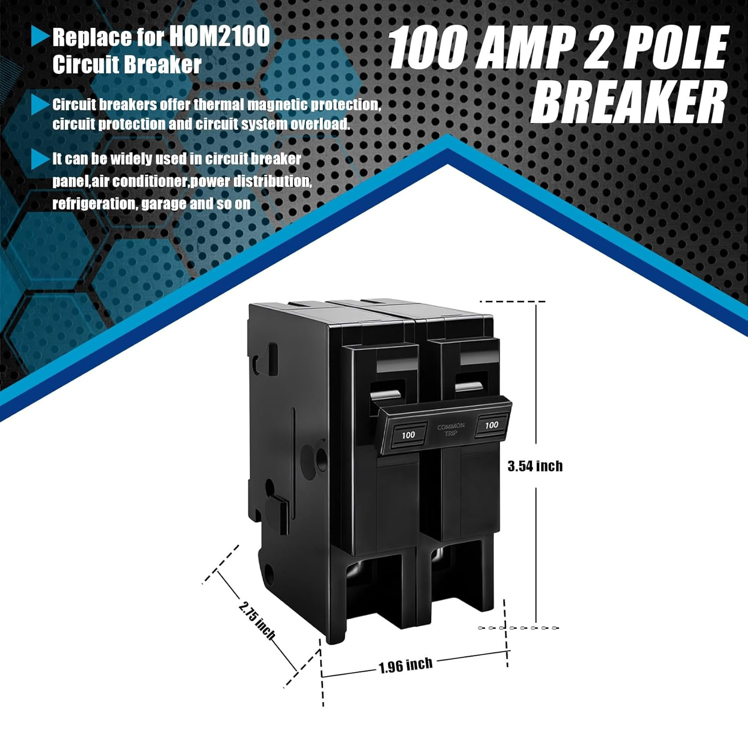 100 Amp 2 Pole Breaker,Replace for HOM2100 Circuit Breaker,100 Amp 2 Pole,120/2