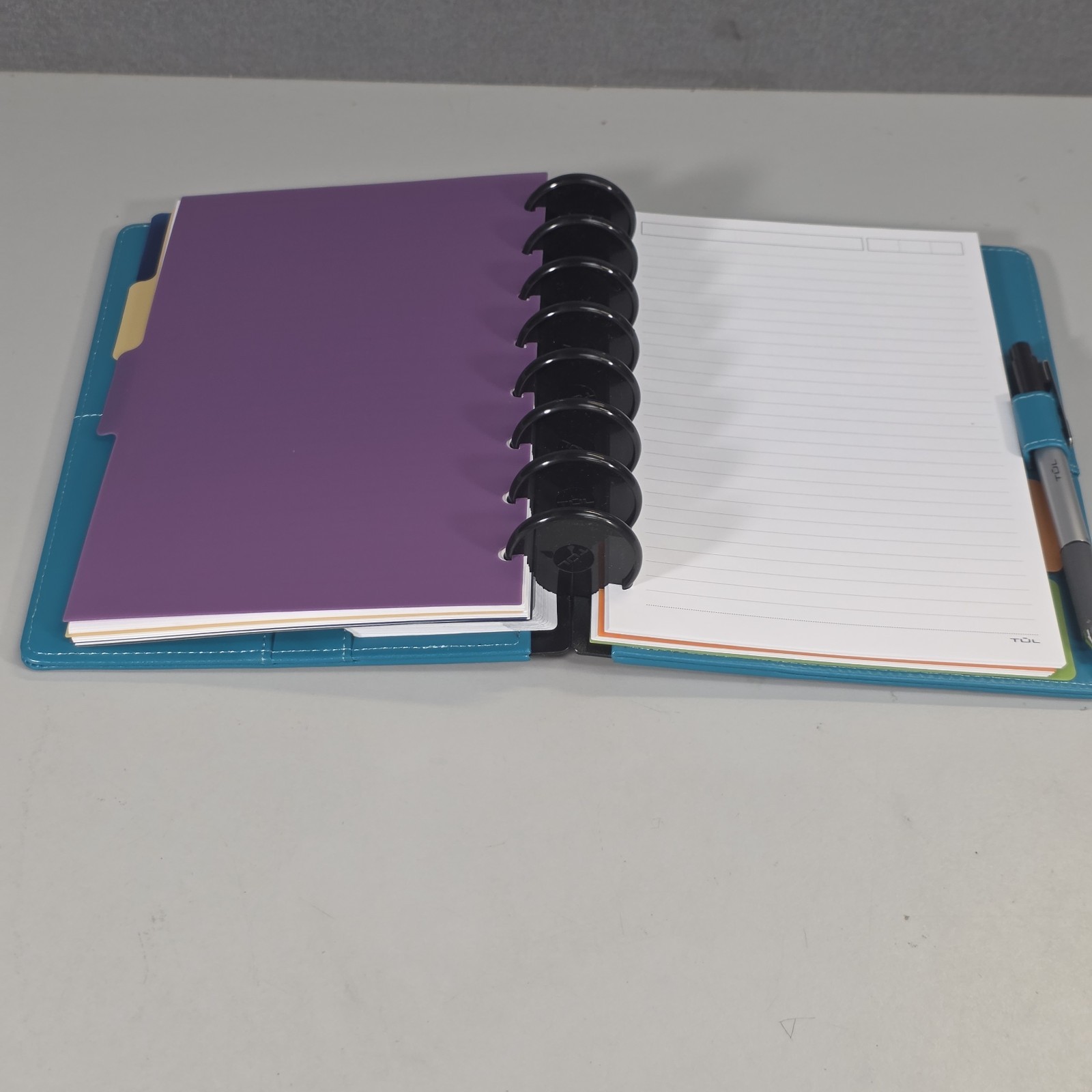 TUL Discbound Teal Junior Notebook With Smooth Leather Cover Pre-owned EUC