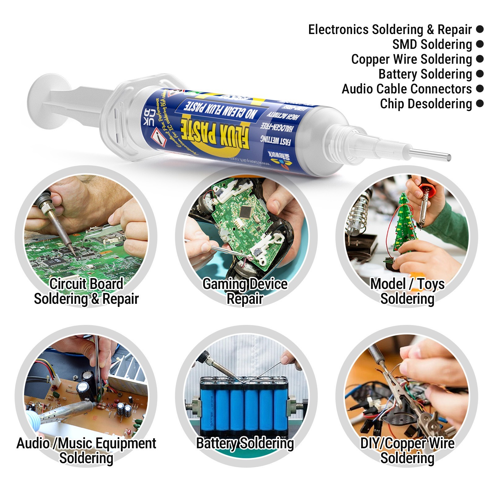 BEEYUIHF 10mL No Clean Soldering Flux Paste with 10ft Desoldering Wick Braid
