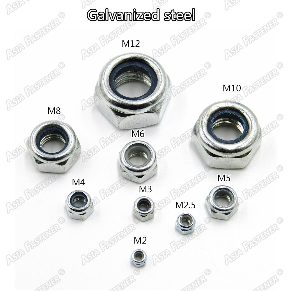 Locknut Hex nut Hexagon Locknuts with Nylon Insert Stainless Steel Black M2-M12