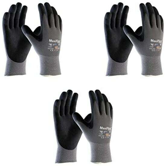 3 PR. 42-874 MaxiFlex Micro Foam Nitrile Grip Palm Coated PROTECTIVE WORK GLOVES