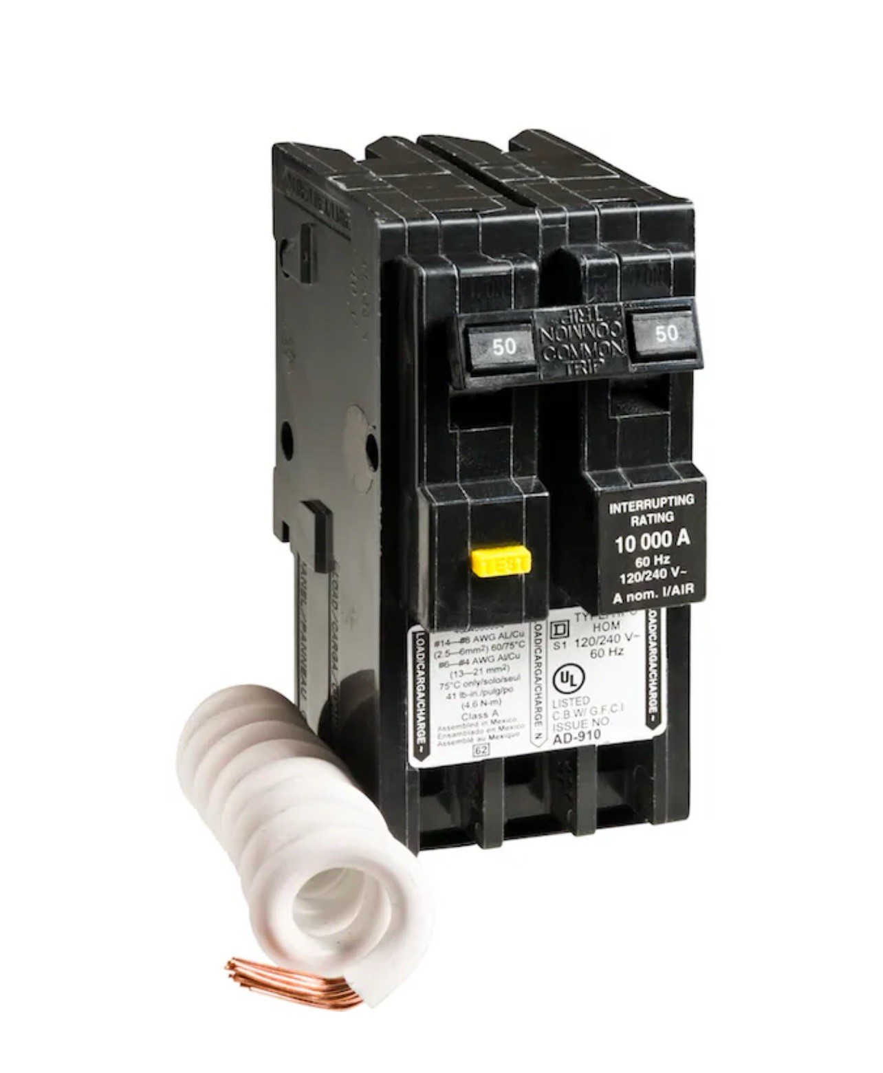 Square D Homeline 50A Two Pole Circuit Breaker & GFI HOM250GFIC
