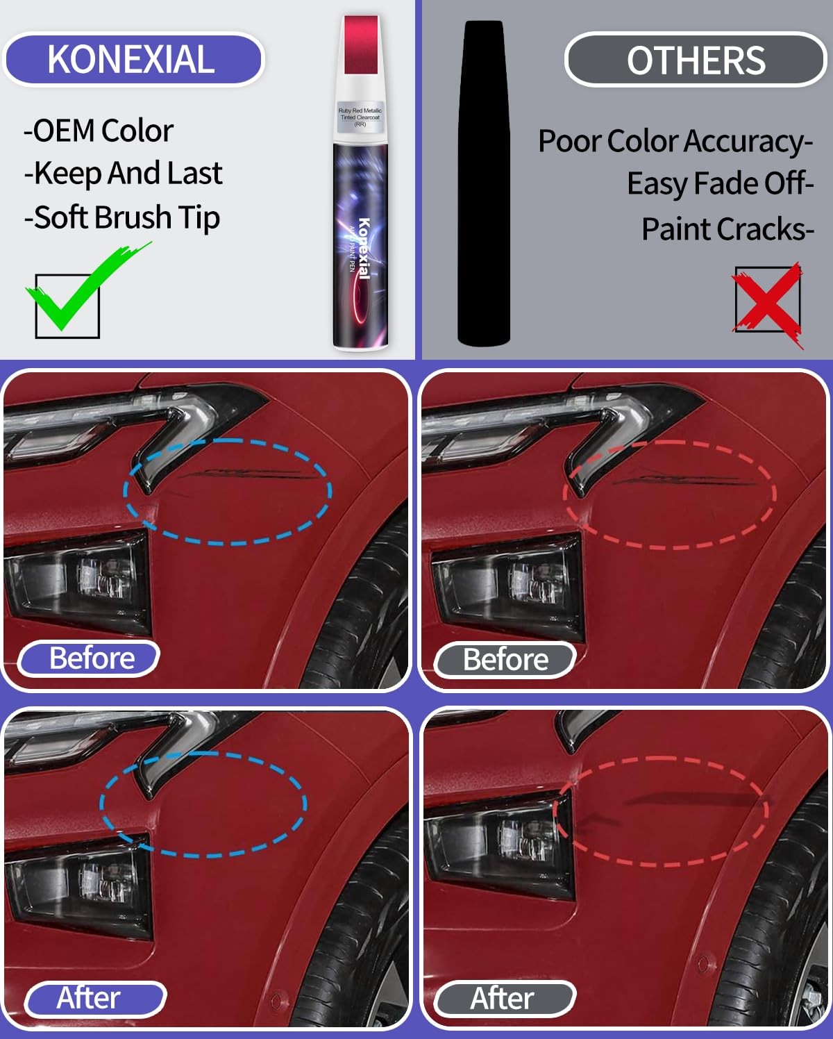 Ford Ruby Red Metallic Touch Up Paint Pen, Deep Scratch Repair