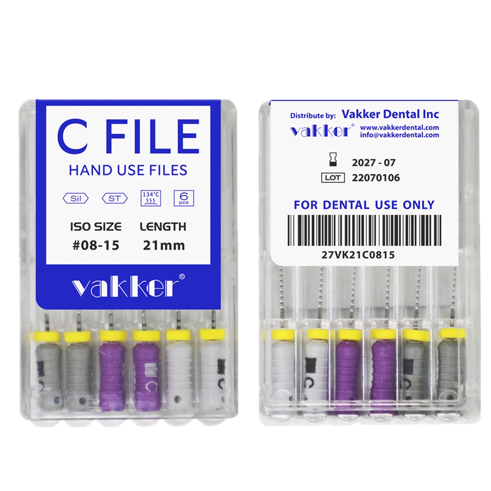 Vakker Dental Rotary Endo Files Stainless Steel C Files Root Canal 21/25mm