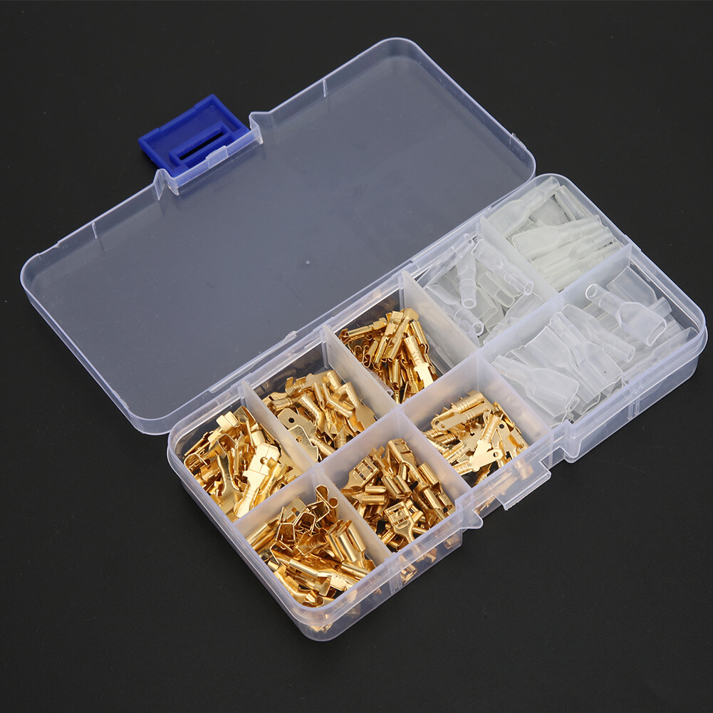 180Pcs Electrical Wire Cable Terminal Connector Golden Insert Spring With Cover