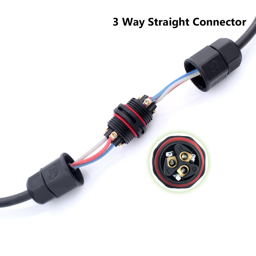 IP67 Waterproof Electric Cable Wire 2/3 Pin Connector Outdoor Outlet
