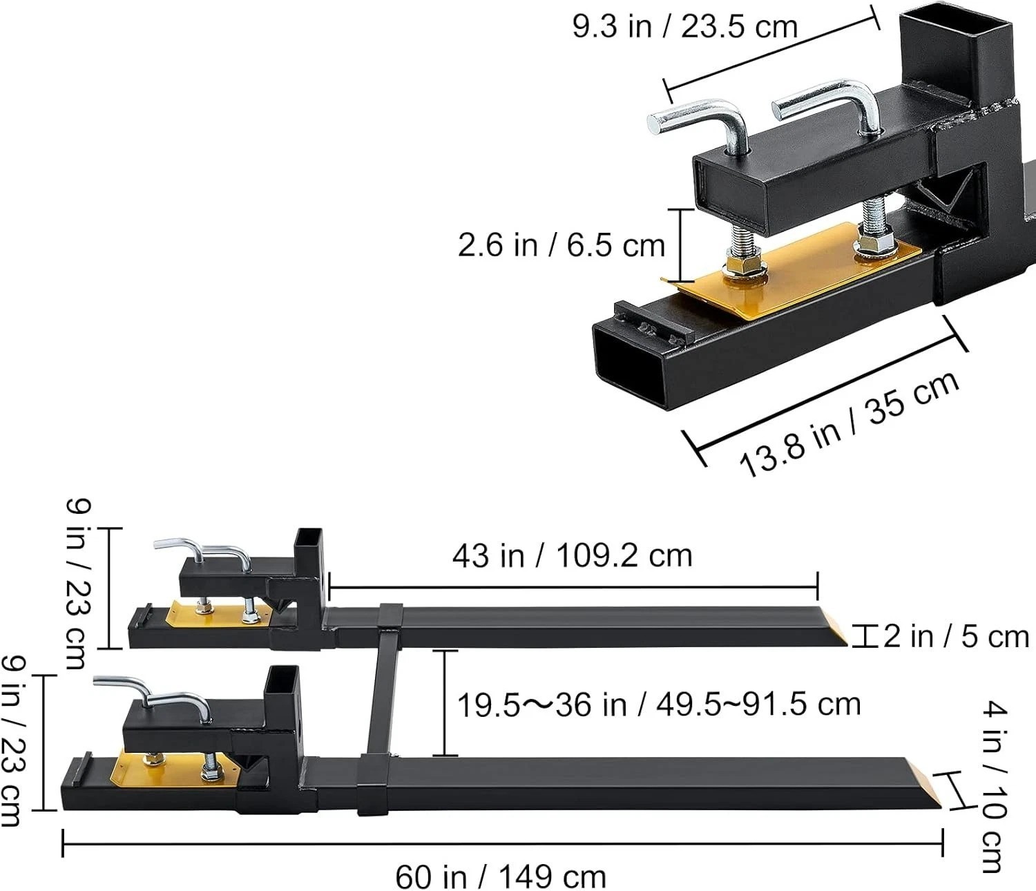 Alloy Steel Pallet Forks 60″ – 4000 lbs Capacity with Easy Clamp Installation