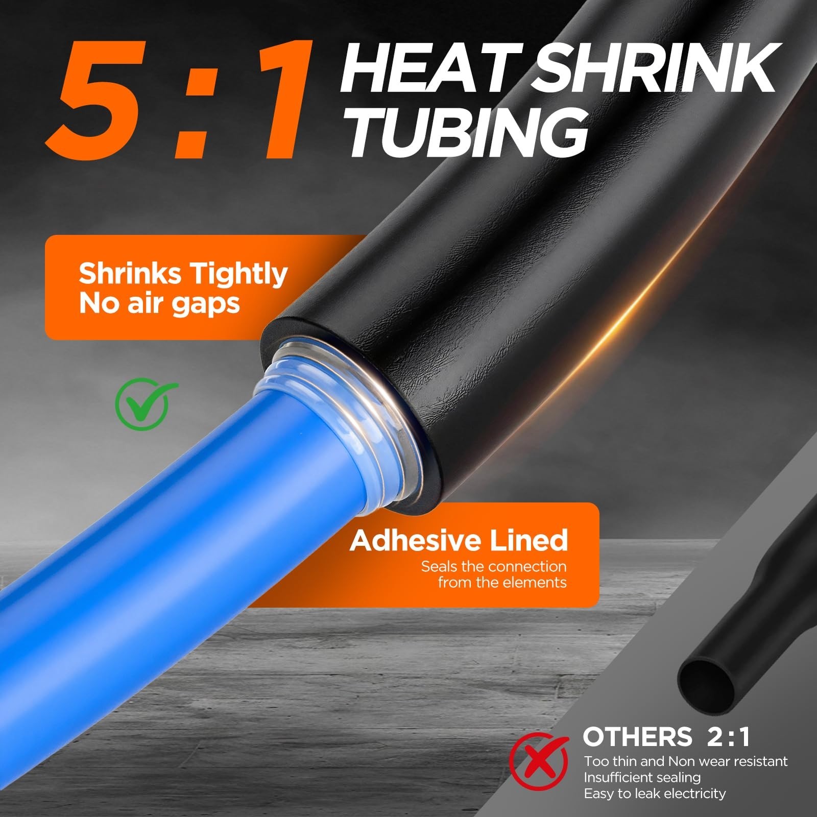 5:1 Heat Shrink Tubing Roll Kit, 5:1 Adhesive Lined, 7 Diameters, Total 54 Ft…
