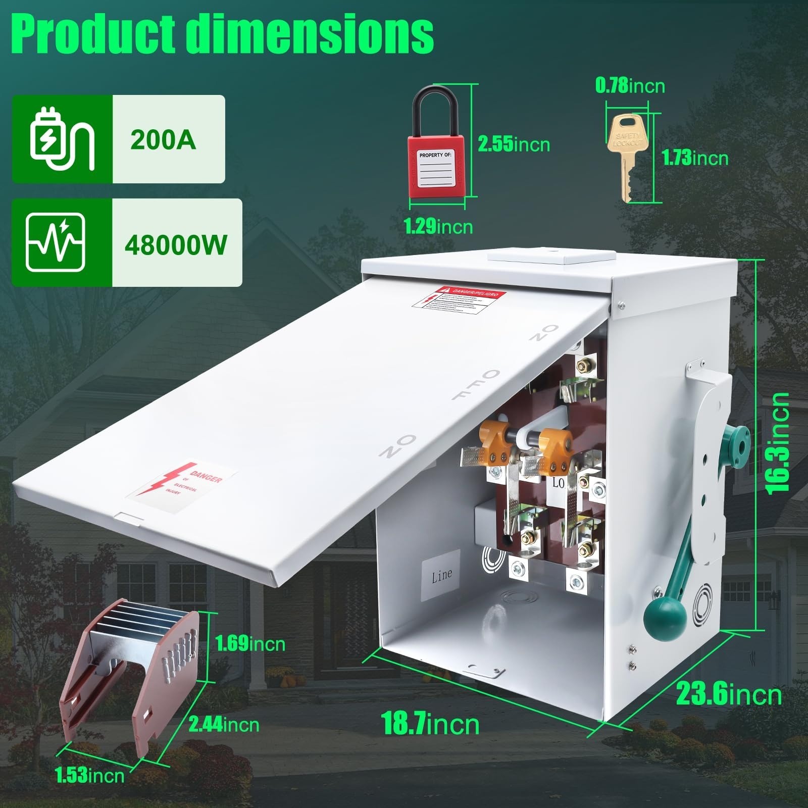 200A Generator Transfer Switch Manual Safety Switch NEMA 3R 48000W