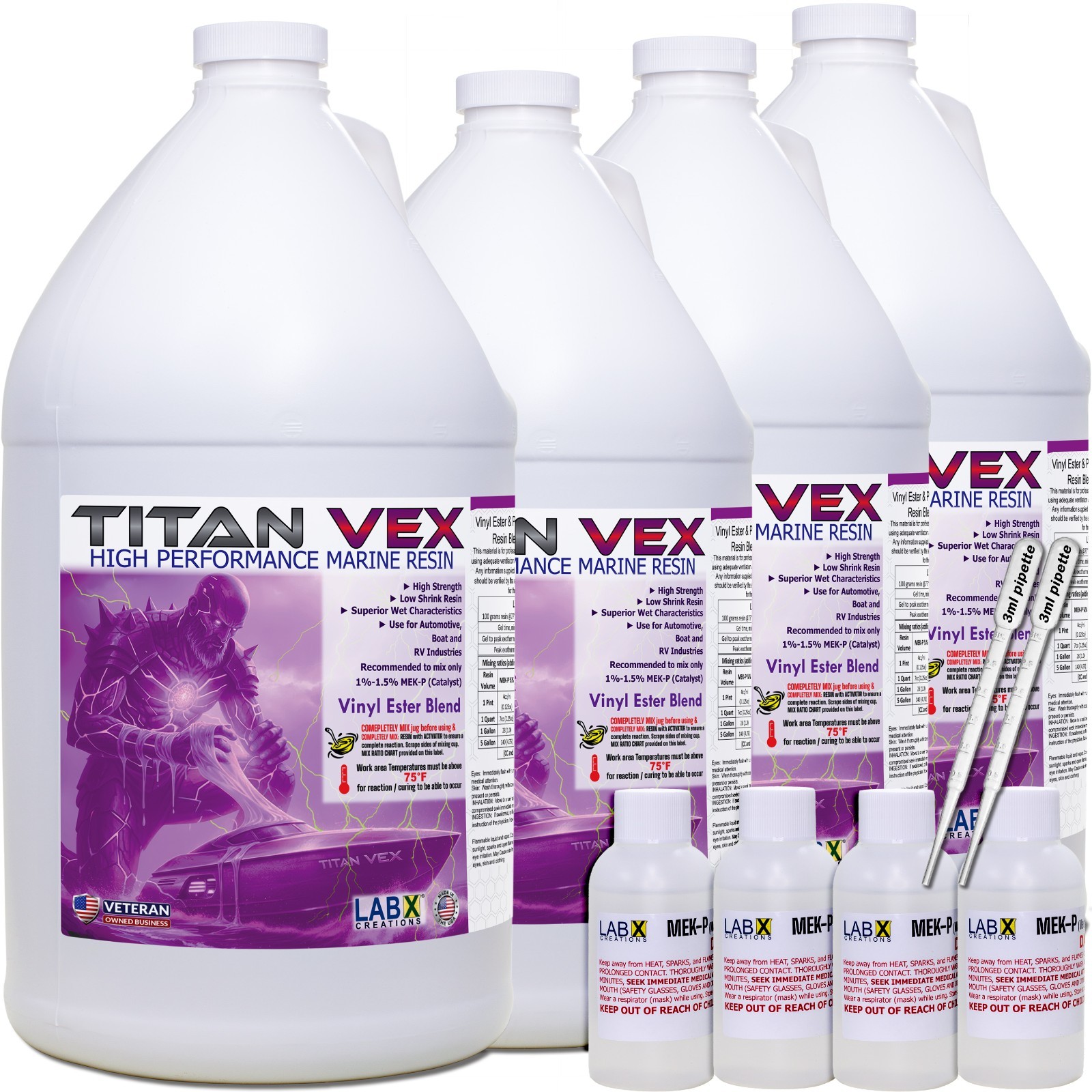 TITAN VEX -4 Gal Vinyl Ester/Polyester RESIN Blend +MEKP (Laminating fiberglass)