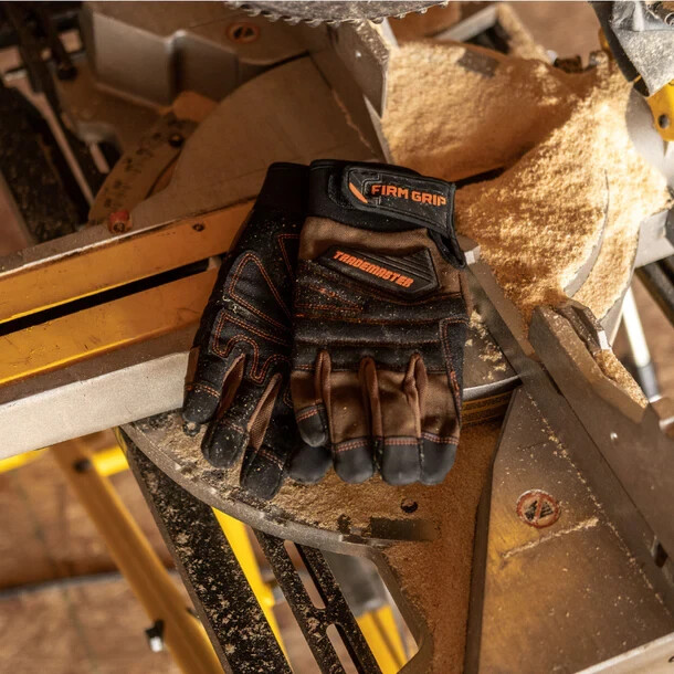 Firm Grip Trademaster Padded Knuckles & Touchscreen Tan Duck Canvas Work Gloves