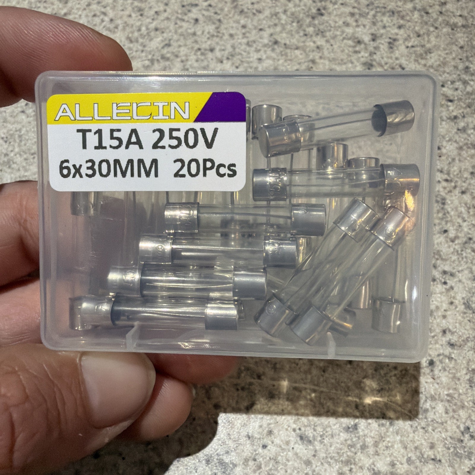 FAST USA SHIP! 20pcs T15A 250V 6x30MM Allecin Fuses With Case! Slow Blow
