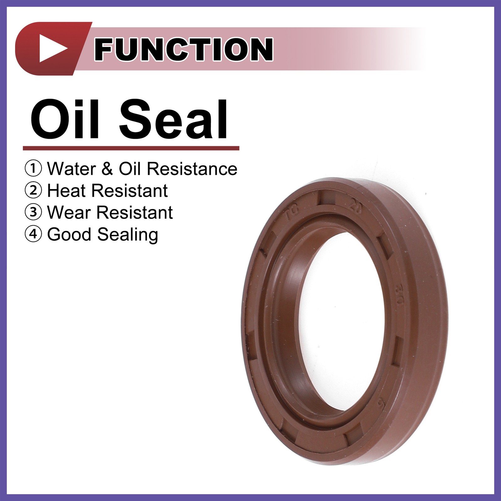 Oil Seal Seal Ring Rotary Shaft Seals FKM Rubber 20x30x5mm Brown 2Pcs