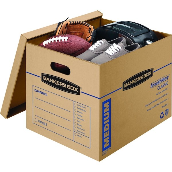 Smoothmove 7717201 14 In X 15 In X 18 In Moving Box, Kraft, Blue Printing,