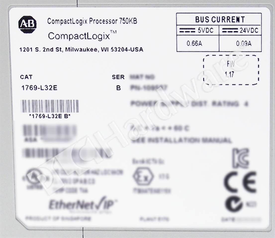 Allen Bradley 1769-L32E /B CompactLogix 750KB Memory EtherNet/Serial Controller