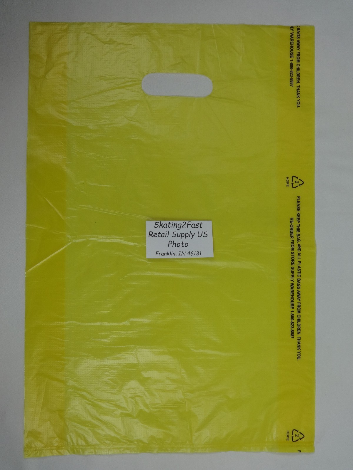 100 Qty. 12 x 3 x 18 Yellow High-Density Plastic Merchandise Bag w / Handle