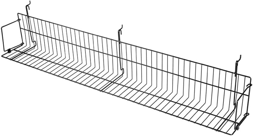 Lot of 2 Slatwall Wire Grid Black Media CD DVD Movie Shelf Shelves 48 x 6 x 6 ½»