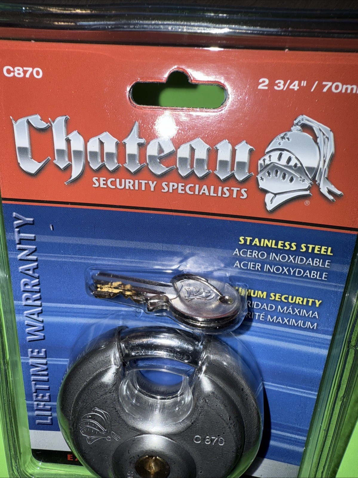 Round Disc LOCK Padlock 2 Keyed Alike keys Stainless Steel 2 (2 3/4″) 5-Pin